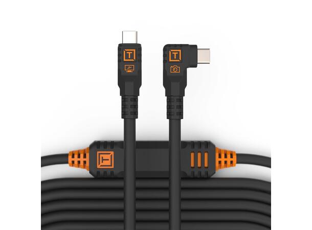 Tetherpro USB-C til USB-C 9,4m Hi-vis Svart Right Angle 