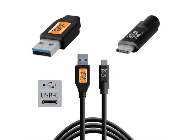 Tetherpro USB 3.0 til USB-C 4.6 M Sort 4.6m