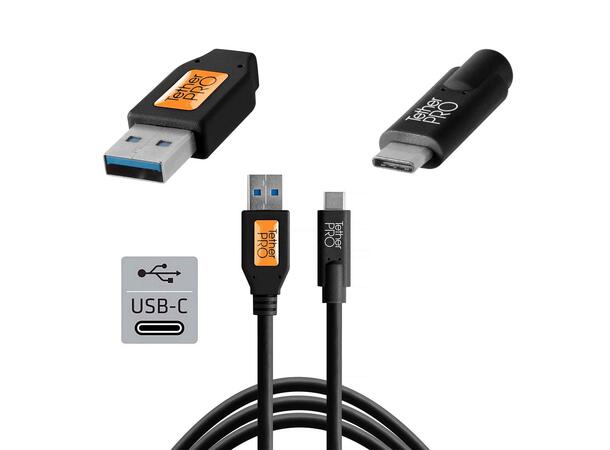 Tetherpro USB 3.0 til USB-C 4.6 M Sort 4.6m 