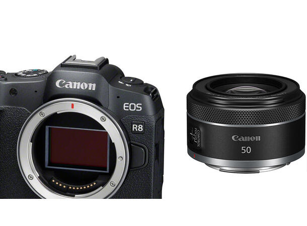 Canon EOS R8 inkl Canon RF 50mm F/1.8 Pakkeløsning 