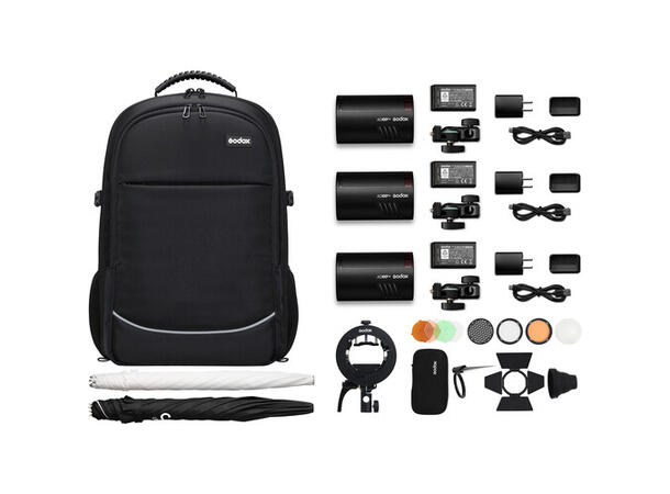 Godox AD100Pro TTL Pocket 3-Light Kit Backpack kit