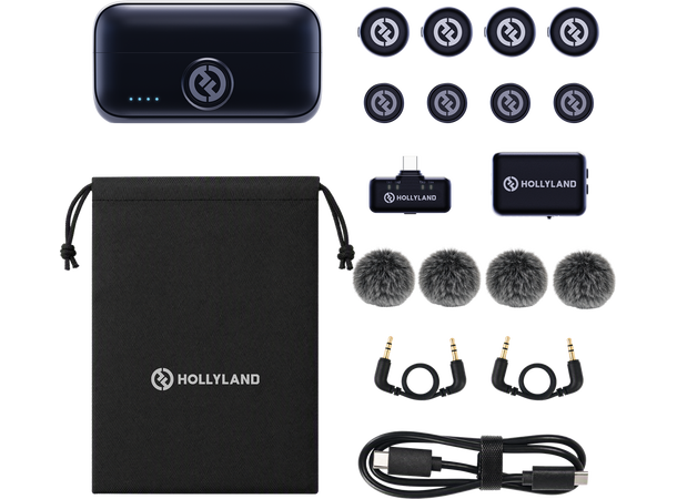 Hollyland Lark M3 Combo 4TX & 2RX USB-C og kamera RX, 4x Wireless mics 