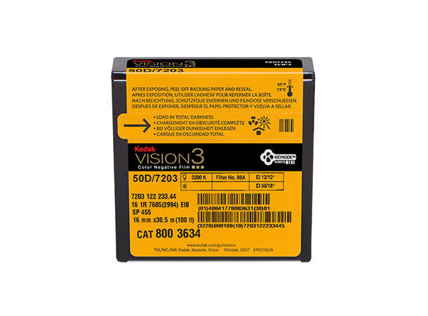 Kodak Vision3 16mm 50D 7203 100ft AHU Negativ fargefilm, ECN-2, 33 meter 
