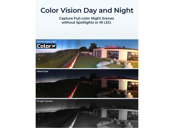 Reolink Argus 4 Pro Batteridreven, ColorX, IP66, 4K WiFi 6 
