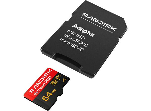 Sandisk MicroSD Extreme Pro V30 64 GB Rask, robust, pålitelig, profesjonell 