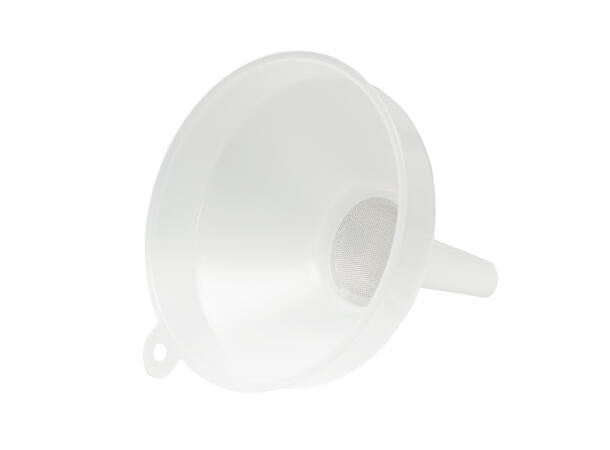 Trakt med filter 15 cm Plasttrakt i polyetylen med sil 