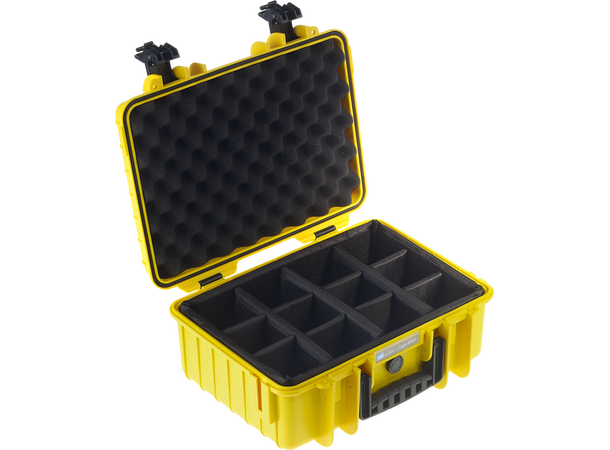 B&W Outdoor Cases 4000 Gul Skillevegger Solid hardcase med skillevegger 