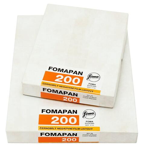 Foma Fomapan 200 5x7 50 blad ISO 200. S/H. 50 stk 5x7" bladfilm