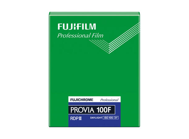 Fujifilm Fujichrome Provia 100F 4x5" 20 blad. Positiv fargefilm. E-6. 100 ISO 