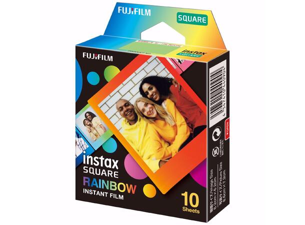 Fujifilm Instax Film Square Rainbow 10 bilder, fargefilm til Fuji Instax SQ