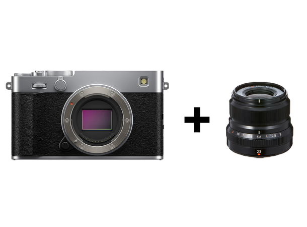 Fujifilm X-E5 sølv, med XF 23mm f/2 WR Kompakt med IBIS og rå bildekvalitet 