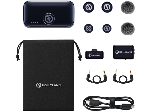 Hollyland Lark M3 Combo 2TX&2RX USB-C og kamera RX,2x Wireless mics 