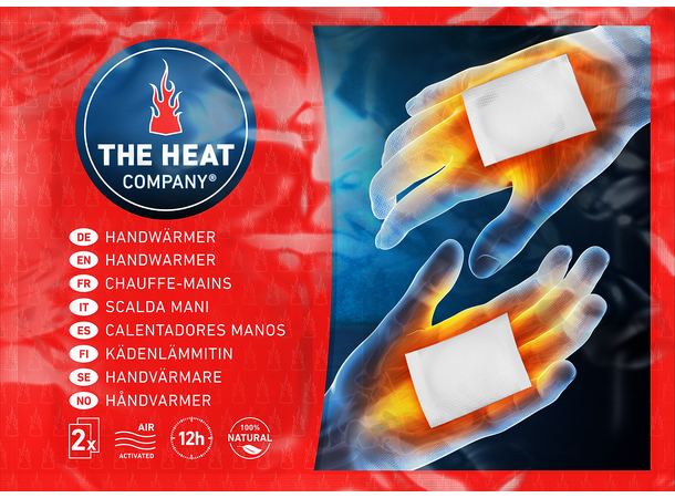Håndvarmere fra The Heat Company 10pkn 5 pakker á 2. Holder varmen opp til 12t 