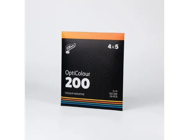 OptiColour 200 4x5" 25 blad 4x5 negativ fargefilm. ISO 200 
