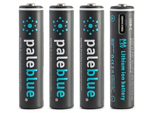 Pale Blue Li-Ion Rechargeable AAA 4-pkn AAA batteri m/ 4x1 ladekabel USB-C