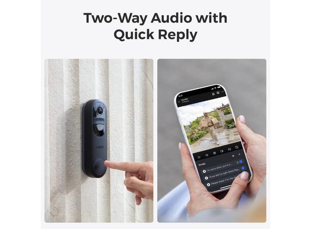 Reolink Doorbell Battery Hvit 2K, Dual-Band Wifi, 7000mAh, Deteksjon 