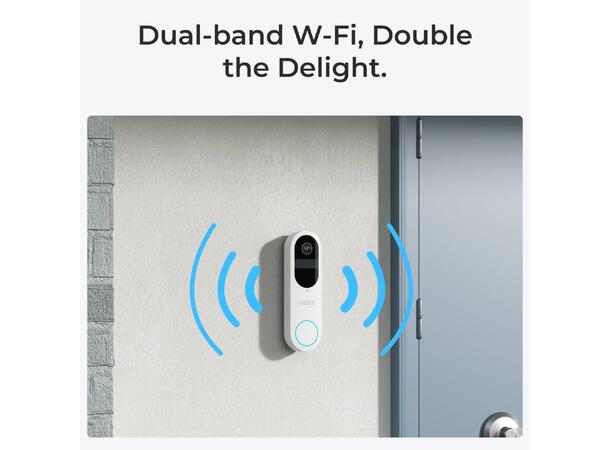 Reolink Doorbell Battery Hvit 2K, Dual-Band Wifi, 7000mAh, Deteksjon 