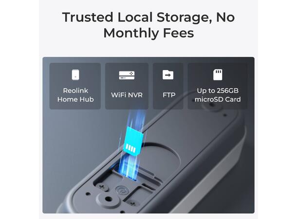 Reolink Doorbell Battery Hvit 2K, Dual-Band Wifi, 7000mAh, Deteksjon 