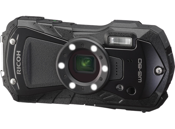 Ricoh WG-80 - Sort Vanntett, støtsikker og 5x optisk zoom 