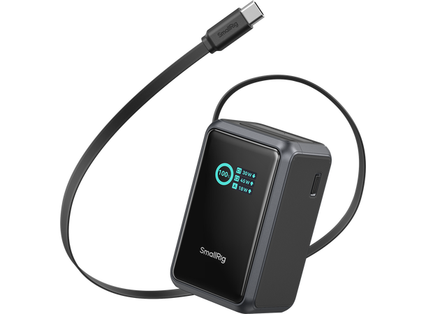 Smallrig 6057 Nano36 Power Bank 10 000 mAh, innebygd USB-C ledning 