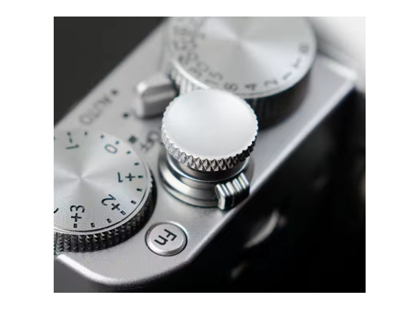 Soft Shutter Release Button Konkav Sølv Knurled, følger med o-ring, Sølv 