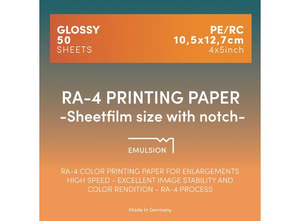 Adox RA-4 Printing Paper 4x5" 50 ark. Gloss. Sheetfilm size with notch 