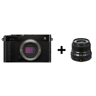 Fujifilm X-E5 sort, med XF 23mm f/2 WR Kompakt med IBIS og rå bildekvalitet