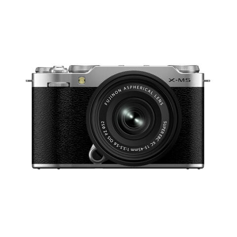 Fujifilm X-M5 kit med XC 15-45mm, S&#248;lv 26MP X-Trans CMOS 4, 6K Video