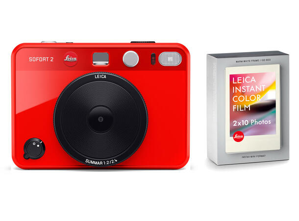 Leica Sofort 2 Rød, inkl 2x10 pk film Inkl Leica SOFORT Warm White Color 20pk 