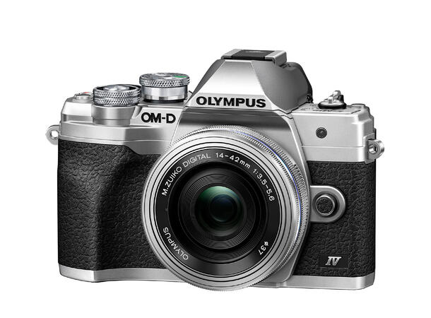Olympus OM-D E-M10 Mark IV Sølv Dobbeltzoom-kit med 14-42 og 40-150 Sølv 