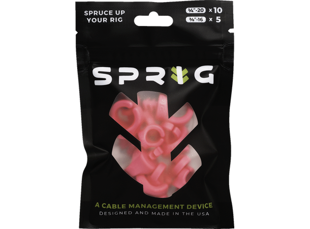 Sprig Cable Management Value Pack Pakke med 10 stk 1/4", 5 stk 3/8" Rosa 