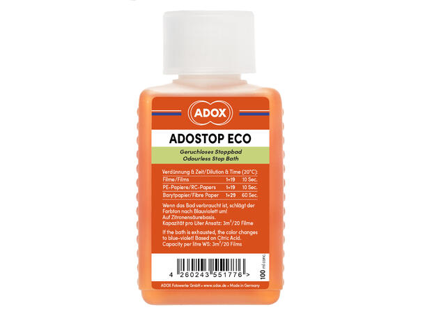 Adox Adostop ECO Stopbath 100 ml Konsentrat. Stoppebad m/ indikator 
