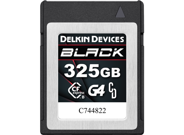 Delkin CFexpress Black 325GB G4 (type B) Les 1800 MB/s, Skriv 1450 Mb/s
