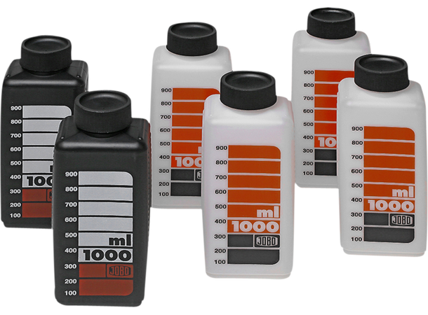Jobo Bottle Kit 1000ml Sett med 2 svarte, og 4 hvite flasker 