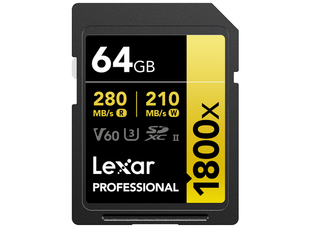Lexar SDXC Pro 1800x U3 UHS-II 64 GB R280, W210 (V60) 