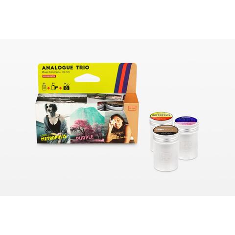 Lomography Analogue Trio Mixed Film Pack 35mm Metropolis, Purple, Color 92 sun-k