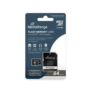 MediaRange Micro SDXC 64GB med adapter Class 10 MicroSD inkl. SD-adapter