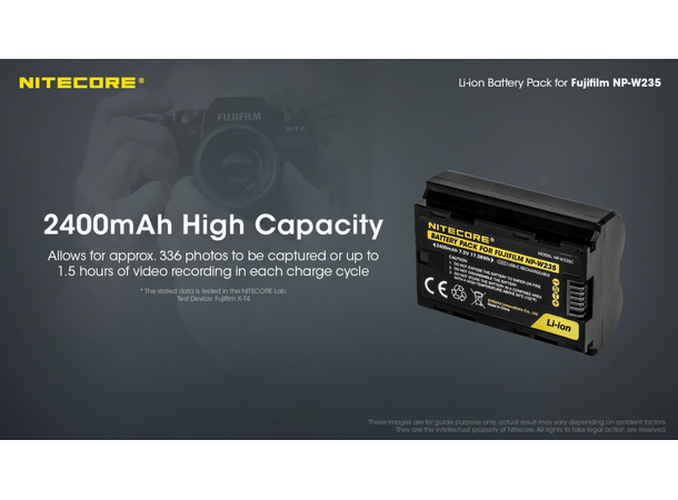 Nitecore NP-W235C USB-C Ladbart batterialternativ NP-W235 