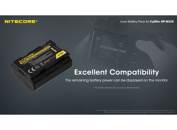 Nitecore NP-W235C USB-C Ladbart batterialternativ NP-W235 