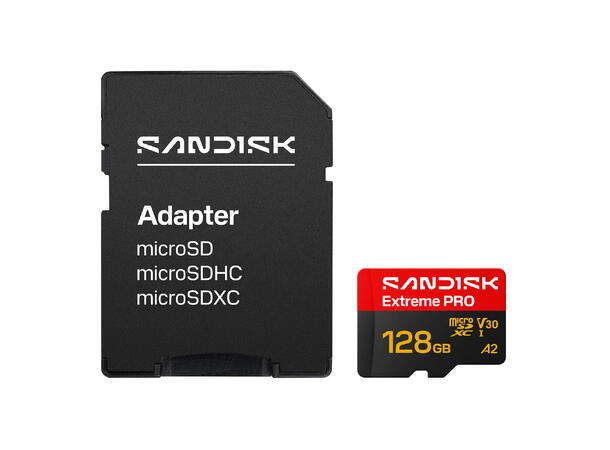 Sandisk MicroSD Extreme Pro V30 128 GB Rask, robust, pålitelig, profesjonell 
