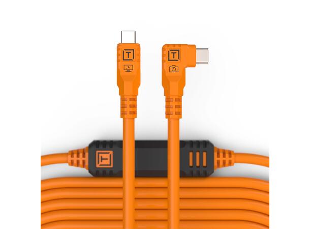 Tetherpro USB-C til USB-C 9,4m Hi-vis Oransje Right Angle 