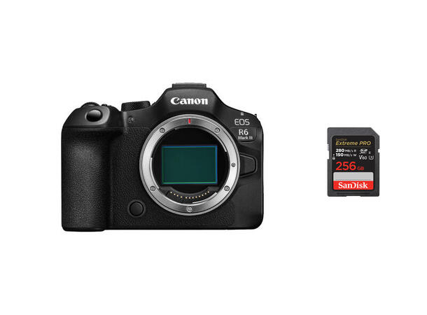 Canon EOS R6 Mark III inkl 256gb SD-kort Kamerahus inkl minnekort 