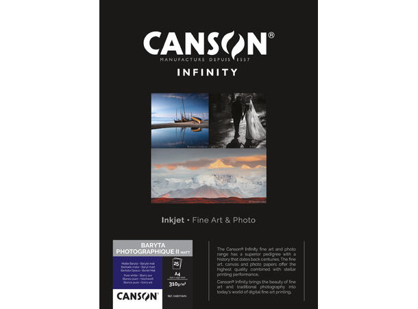 Canson Baryta Photographique II Matt A4 25 ark, 310 gsm 