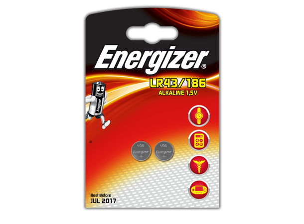 Energizer Batteri LR43/186 2-pakning Alkalisk 1,5 volt