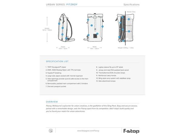 F-Stop Fitzroy Navy 11L 11L, Urban Series Sling kamerabag 