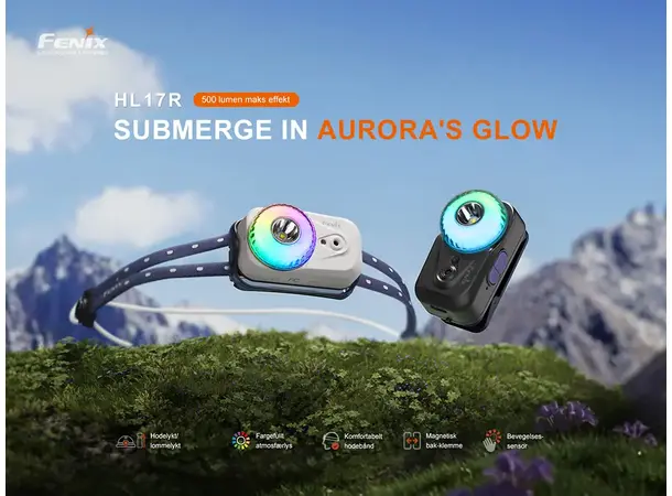 Fenix HL17R hodelykt 500lm Hvit/Rød/RGB Ultralett lykt med klips og magnet 