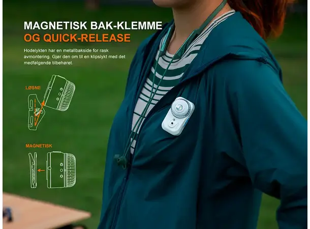 Fenix HL17R hodelykt 500lm Hvit/Rød/RGB Ultralett lykt med klips og magnet 