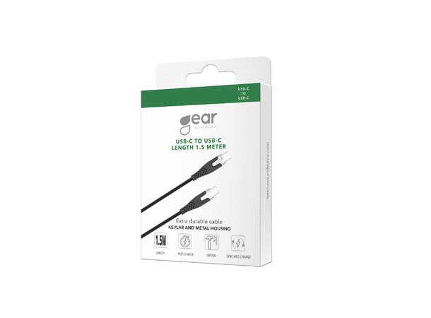 Gear Ladekabel PRO USB-C til USB-C 1,5 m Svart Kevlarkabel USB 2.0 