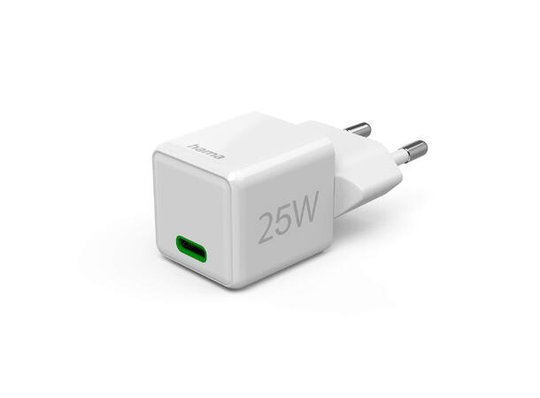 Hama Mini Fast Charger USB-C PD 25W Liten lader, stor kraft. Hvit 