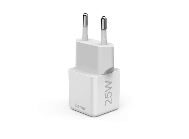 Hama Mini Fast Charger USB-C PD 25W Liten lader, stor kraft. Hvit 